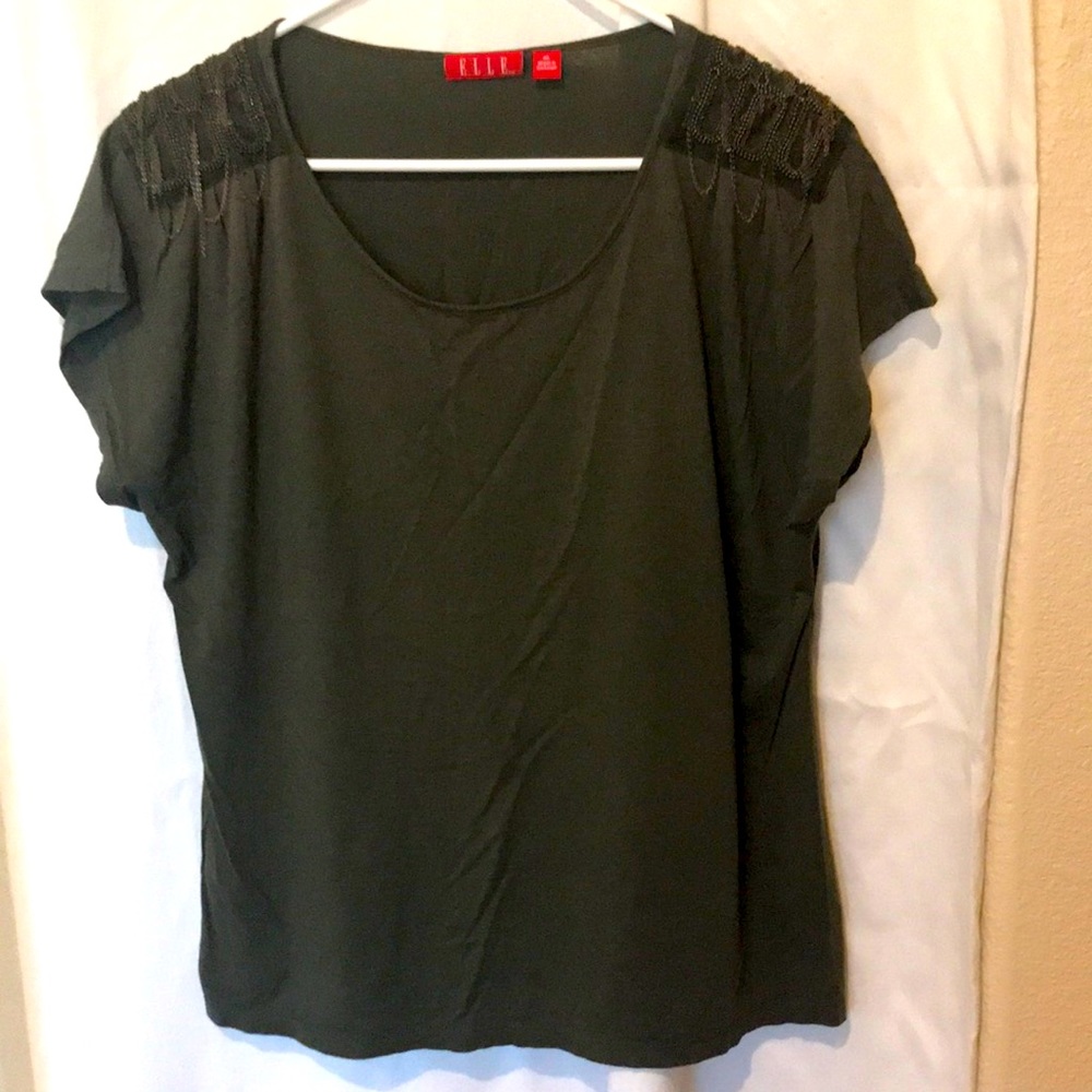 Short sleeve tee with shoulder embellishments
